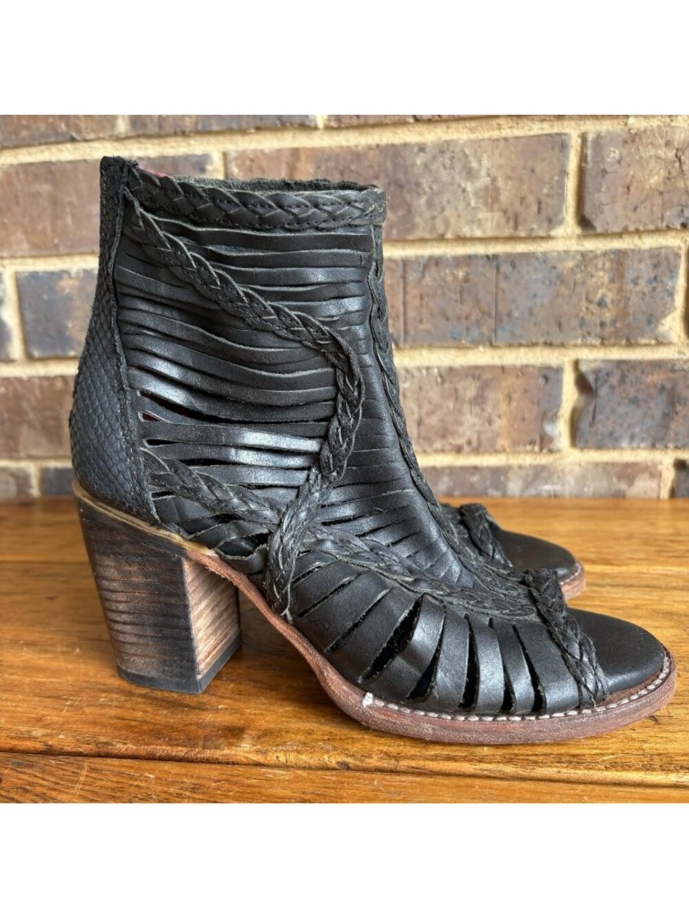 Freebird by Steven Women’s 8 Bela Brown Leather Open-Toe Ankle Boots
